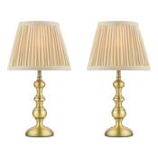 Laura Ashley Ezra Twin Pack Table Lamp Matt Antique Brass With Shade image