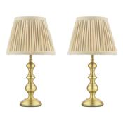 Laura Ashley Ezra Twin Pack Table Lamp Matt Antique Brass With Shade image
