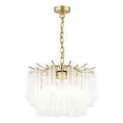 Laura Ashley Penlee 4 Light Pendant Matt Antique Brass and Ribbed Glass image