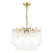 Laura Ashley Penlee 4 Light Pendant Matt Antique Brass and Ribbed Glass