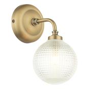 Laura Ashley Langdon Bathroom Wall Light Matt Antique Brass and Textured Glass IP44 image