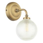 Laura Ashley Langdon Bathroom Wall Light Matt Antique Brass and Textured Glass IP44 image