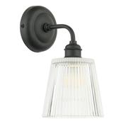 Laura Ashley Callaghan Outdoor Wall Light Matt Black and Ribbed Glass IP44 image