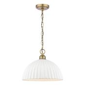 Laura Ashley Durford Large Pendant Matt Antique Brass and White image
