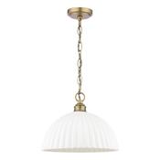 Laura Ashley Durford Large Pendant Matt Antique Brass and White image