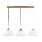 Laura Ashley Durford 3 Light Bar Pendant Matt Antique Brass and White Ceramic image