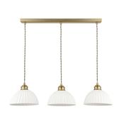 Laura Ashley Durford 3 Light Bar Pendant Matt Antique Brass and White Ceramic image