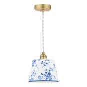 Laura Ashley China Rose Pendant Matt Blue and Matt Antique Brass image