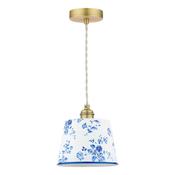 Laura Ashley China Rose Pendant Matt Blue and Matt Antique Brass image