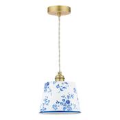 Laura Ashley China Rose Pendant Matt Blue and Matt Antique Brass image