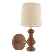 Laura Ashley Millbrook Wall Light Dark Wood and Industrial Brass With Shade image