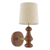 Laura Ashley Millbrook Wall Light Dark Wood and Industrial Brass With Shade image