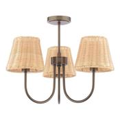 Laura Ashley Hasfield 3 Light Semi-Flush Satin Bronze With Shade image