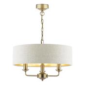 Laura Ashley Sorrento 3 Light Chandelier Antique Brass With Natural Shade