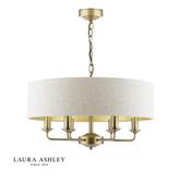 Laura Ashley Sorrento 6 Light Chandelier Matt Antique Brass With Natural Shade image