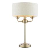 Laura Ashley Sorrento 3 Light Table Lamp Matt Antique Brass With Natural Shade image