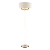 Laura Ashley Sorrento 3 Light Floor Lamp Matt Antique Brass With Natural Shade image