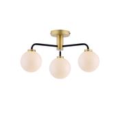 LAINEY 3LT SEMI FLUSH BLACK ANT BRA CW OPAL GLASS