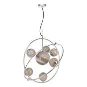 MIKARA 7LT PENDANT MARBLE EFFECT GLASS &amp; POL CHR image