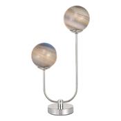 MIKARA 2LT TABLE LAMP MARBLE EFFECT GLASS &amp; POL CH image