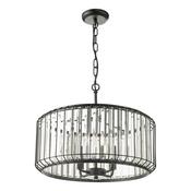 NAEVA 4LT PENDANT MATT BLACK &amp; GLASS