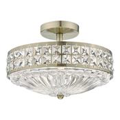 OLONA 3LT SEMI FLUSH ANT BRASS CRYSTAL BEADS AND G image