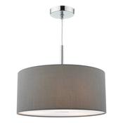 RONDA 3LT PENDANT 40CM GREY DRUM FAUX SILK