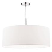 RONDA 3LT PENDANT 60CM DRUM WHITE FAUX SILK