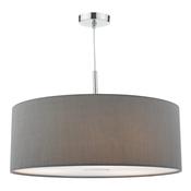 RONDA 3LT PENDANT 60CM DRUM SLATE GREY FAUX SILK image