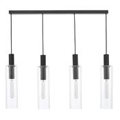 RUBEN 4LT BAR PENDANT BLACK CLEAR RIBBED GLS