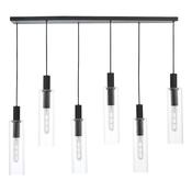 RUBEN 6LT BAR PENDANT BLACK CLEAR RIBBED GLS image