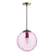RIPPLE 1LT PENDANT BRONZE WITH PINK RIPPLE GLASS