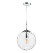 RIPPLE 1LT PENDANT POL CHR WITH CLEAR RIPPLE GLASS image