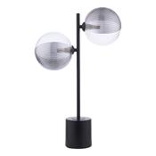 SPIRAL 2LT TABLE LAMP BLACK CW SMOKED/CLR GLS 150M