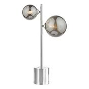 SPIRAL 2LT TABLE LAMP POL CHR CW SMOKED GLS