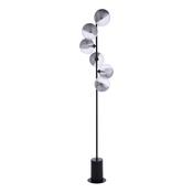 SPIRAL 6LT FLOOR LAMP BLACK CW SMOKED/CLR GLS 150M
