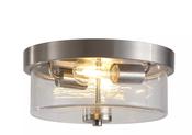 Preston 2Lt Flush, Satin Silver with Seeded Glass image