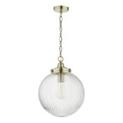 TAMARA 1LT PENDANT ANTIQUE BRASS CLEAR GLASS image