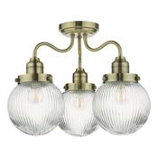 TAMARA 3LT SEMI FLUSH ANT BRA/ CLEAR IP44