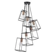 TOWER 6LT CLUSTER PENDANT BLACK AND COPPER