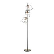 TOWER 3LT FLOOR LAMP BLACK AND COPPER