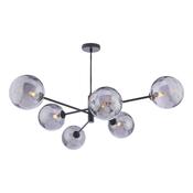 VIGNETTE 6LT PENDANT BLACK CW SMOKED GLS 150MM