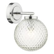 WAYNE 1LT WALL LIGHT POL CHR TEXTURED GLASS IP44