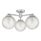 WAYNE 3LT SEMI FLUSH POL CHR TEXTURED GLASS IP44