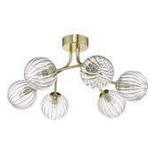 YISKA 6LT SEMI FLUSH GOLD RIBBED GLASS