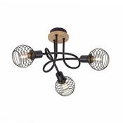 Semi Flush 3LT Black &amp; Wood