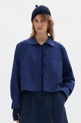 MHL. Asymmetric Round Collar Washed Poplin Shirt - Cobalt image
