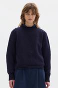 MHL. Rolled Edge Shetland Wool Jumper - Navy image