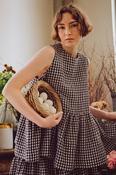 Rose Peplum Top - Black &amp; White Gingham image