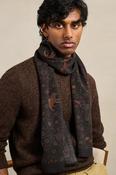 Fringe Printed Scarf - Ispahan Folk Pattern Brown image